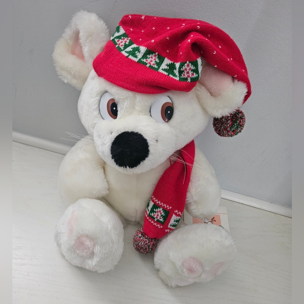 Commonwealth Christmas Kris Mouse Off‎ White Plush Stuffed Animal Vintage 1988